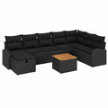 Set da giardino modulare in polyrattan e legno di acacia per 8 persone