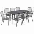 Set Mobili da Giardino Estensibile 9 Pezzi Antracite con Tavolo 212x90x76 cm, Sedute Moderne per 8 Persone