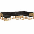 Set Giardino 9 Pezzi in Legno Acacia, Salotto Moderno 8 Posti con Tavolo, Arredo Esterno Bianco e Nero