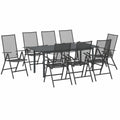 Set pranzo giardino 7 pezzi, tavolo estensibile e 6 sedie regolabili in acciaio