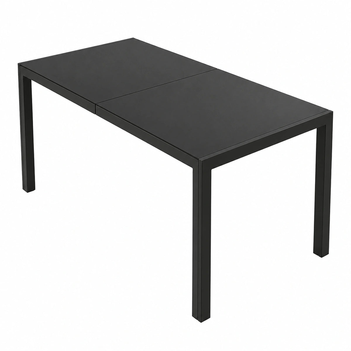 Tavolo Moderno 180x90 cm con Piano in Vetro Temperato e Struttura in Acciaio, per Interni ed Esterni, Adatto a 8 Persone