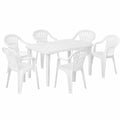 Set da Giardino Ovale in Plastica Bianca con 6 Sedie Impilabili, Made in Italy