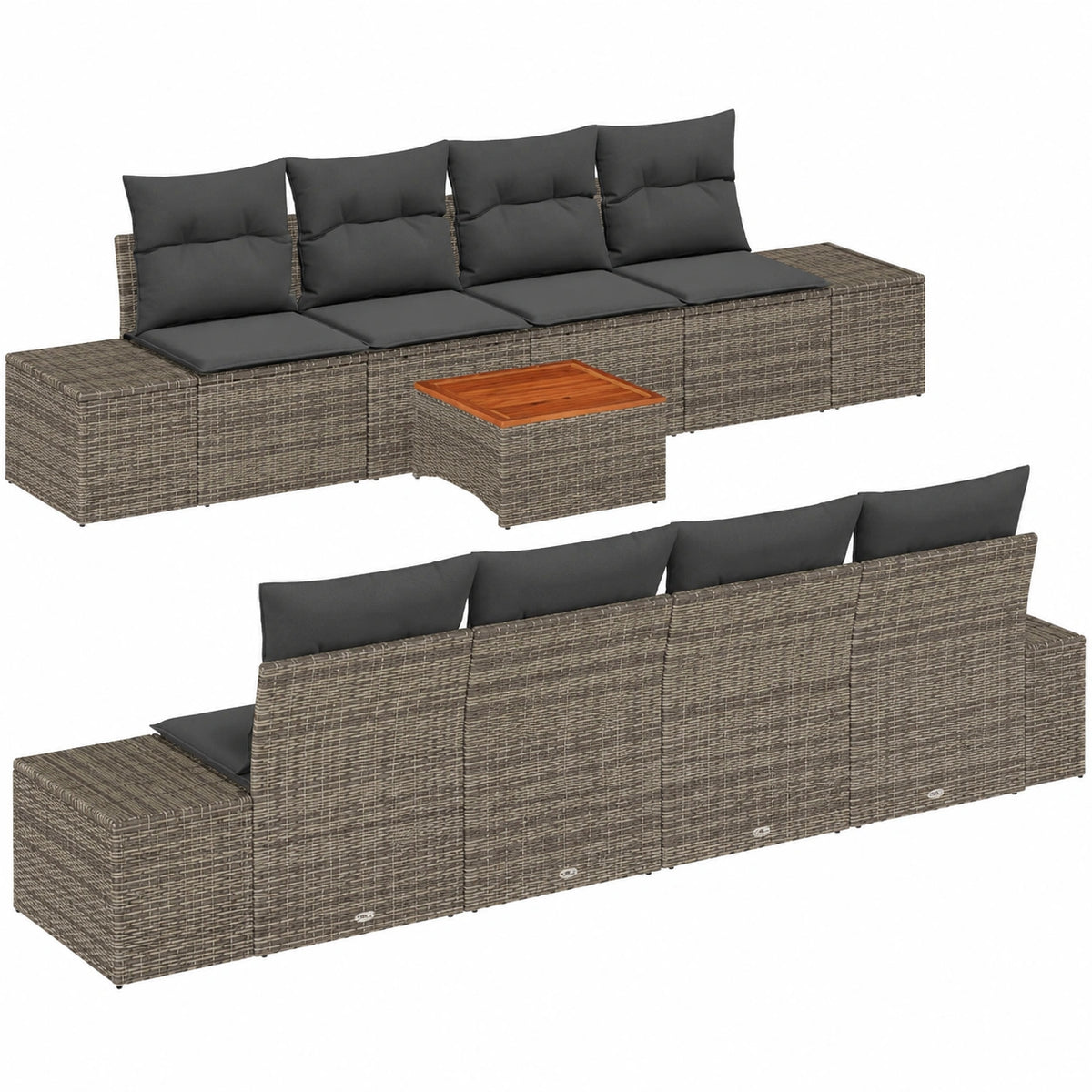 Set salotto modulare da giardino in rattan e acacia per 8 persone