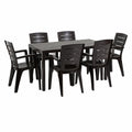 Set Tavolo da Giardino Thomas con 6 Sedie Anita in Resina e Struttura in Ferro, Colore Moka