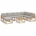 Set modulare da giardino in legno di acacia per 8 persone, resistente alle intemperie, con cuscini e tavolo, colori bianco e grigio