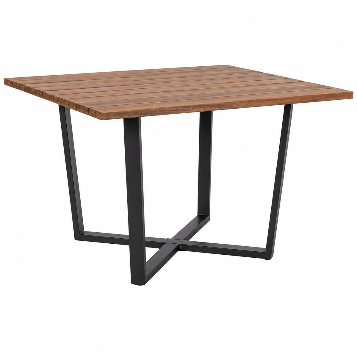 Tavolo Moderno Quadrato 'Helsinki' in Acciaio Nero e Legno, 130 cm