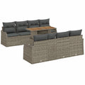Set salotto da giardino grigio in polyrattan, 9 pezzi, per 8 persone, resistente alle intemperie