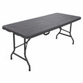 Rebecca Mobili Tavolo Pieghevole da Giardino, Grigio Scuro, Plastica e Acciaio, per Camping e Feste, Supporto fino a 100kg, 8 Posti - 74x180x75 cm