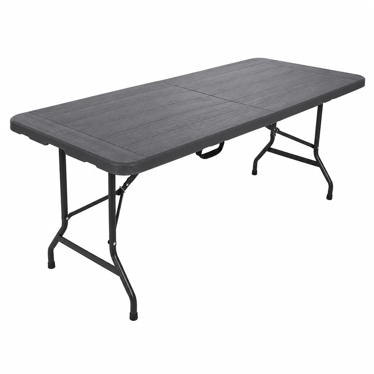 Rebecca Mobili Tavolo Pieghevole da Giardino, Grigio Scuro, Plastica e Acciaio, per Camping e Feste, Supporto fino a 100kg, 8 Posti - 74x180x75 cm