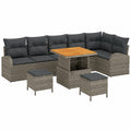 Set mobili da giardino in polyrattan grigio per 8 persone, tavolo regolabile, ideale per terrazza