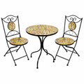 Set Mosaico da Giardino: Tavolo e Sedie Pieghevoli in Metallo giallo, Ideale per Balcone e Terrazzo