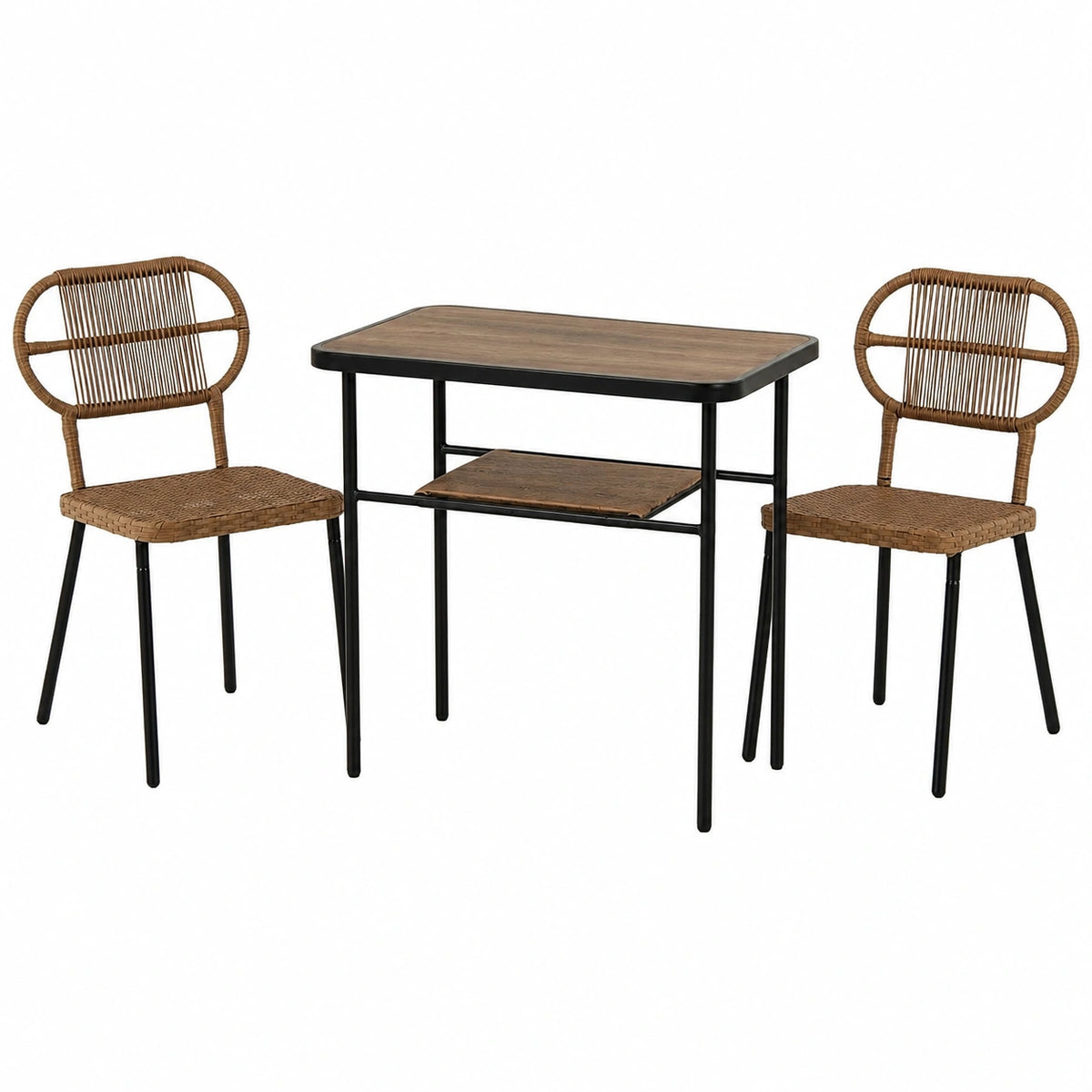 Set da Giardino in Rattan con Sedie Impilabili e Tavolino