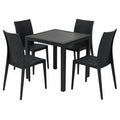 Set Tavolo e Sedie in Rattan Antracite per Esterno, Tavolino 79x79x72 cm, Sedie Senza Braccioli, Arredo Giardino