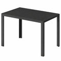 Tavolo da Giardino in Alluminio 110x70x74 cm, Elegante Design Legno, per 4-6 Persone, Resistente alle Intemperie, Nero e Grigio Scuro