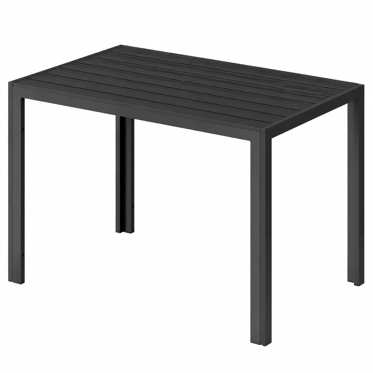 Tavolo da Giardino in Alluminio 110x70x74 cm, Elegante Design Legno, per 4-6 Persone, Resistente alle Intemperie, Nero e Grigio Scuro