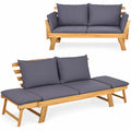 Divano da Giardino in Legno FSC 2 Posti con Cuscini Beige/Grigio
