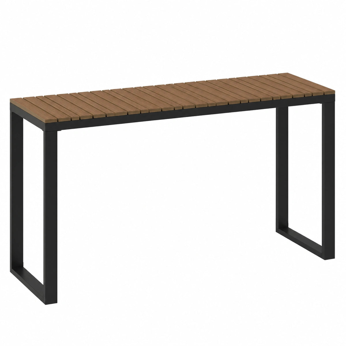 Tavolo Pranzo da Esterno in Acacia per 6 Persone, Struttura Resistente in Metallo, 129x42x75cm