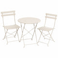 SONGMICS Set da Giardino 3 Pezzi, con 2 Sedie Pieghevoli e Tavolo in Acciaio Resistente alle Intemperie, Beige Cappuccino, per Balcone e Terrazza