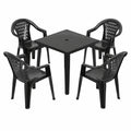 Set da Giardino in Polipropilene Antracite con Tavolo Quadrato e 4 Sedie con Braccioli