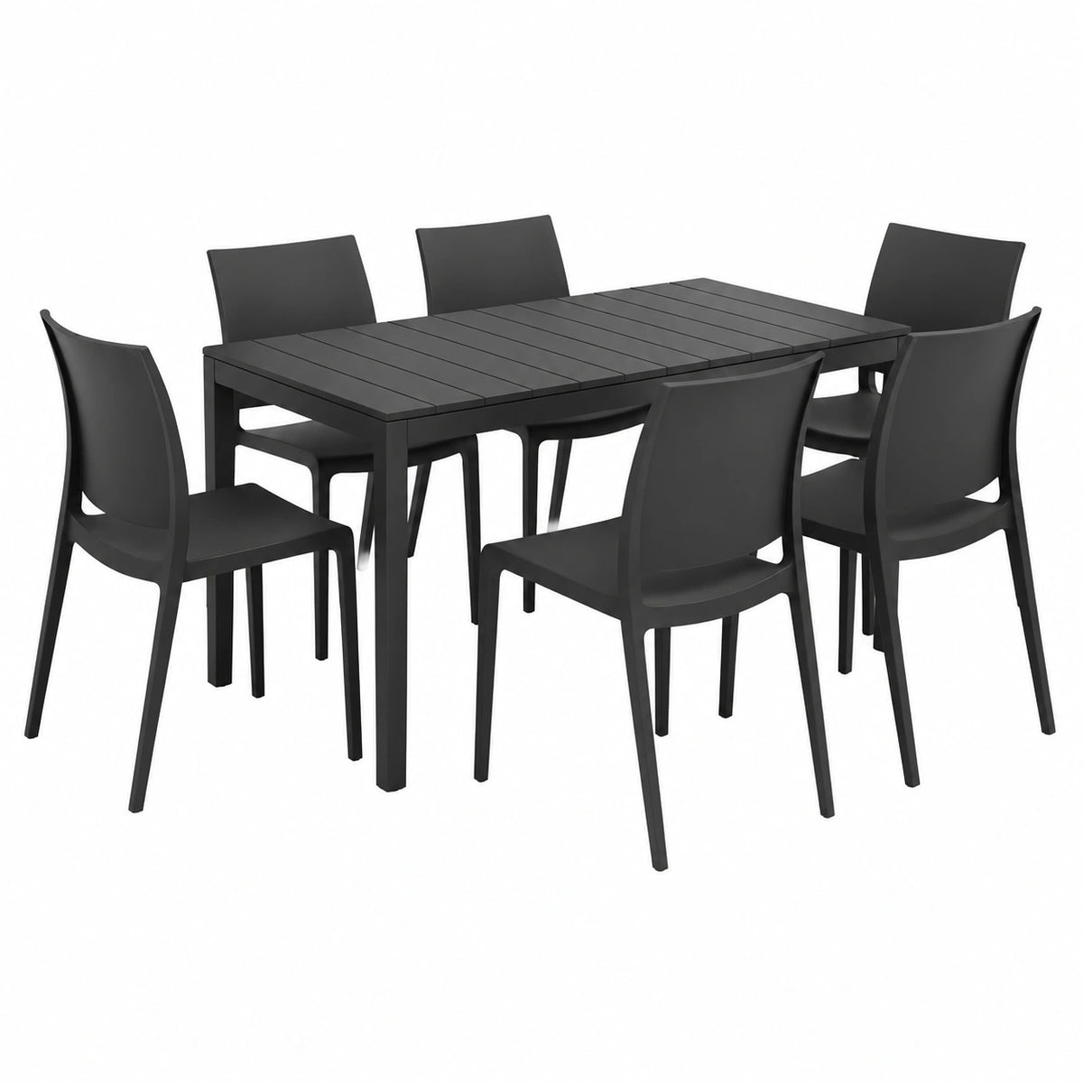 Set da Giardino Tomaino con Tavolo e Sedie Impilabili Antracite