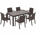 Set da Giardino Rattan con Tavolo e 6 Sedie Dafne Marroni