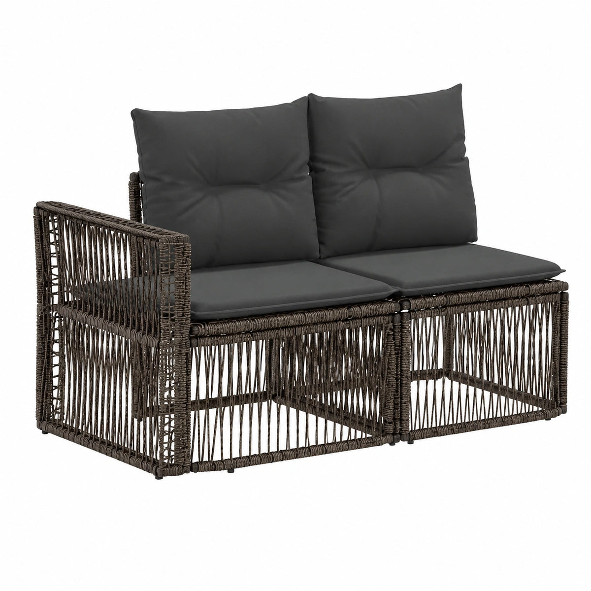 Set da Giardino 9 Pezzi in Polyrattan Grigio, Modulare per 8 Persone, Resistente alle Intemperie, con Tavolo e Cuscini