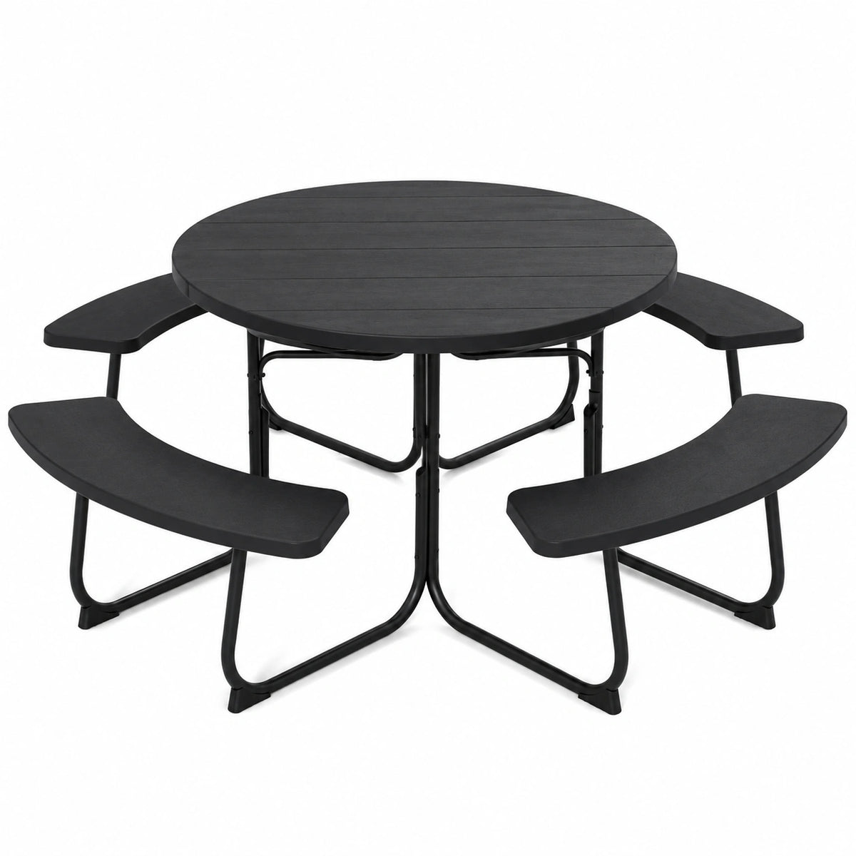 Tavolo da Picnic Portatile con Panche Integrate, Foro Ombrellone, per 8 Persone - Giardino e Terrazza