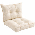 Set di 2 Cuscini Impermeabili per Sedia da Giardino, 60x60 cm Seduta + 60x40 cm Schienale, Beige