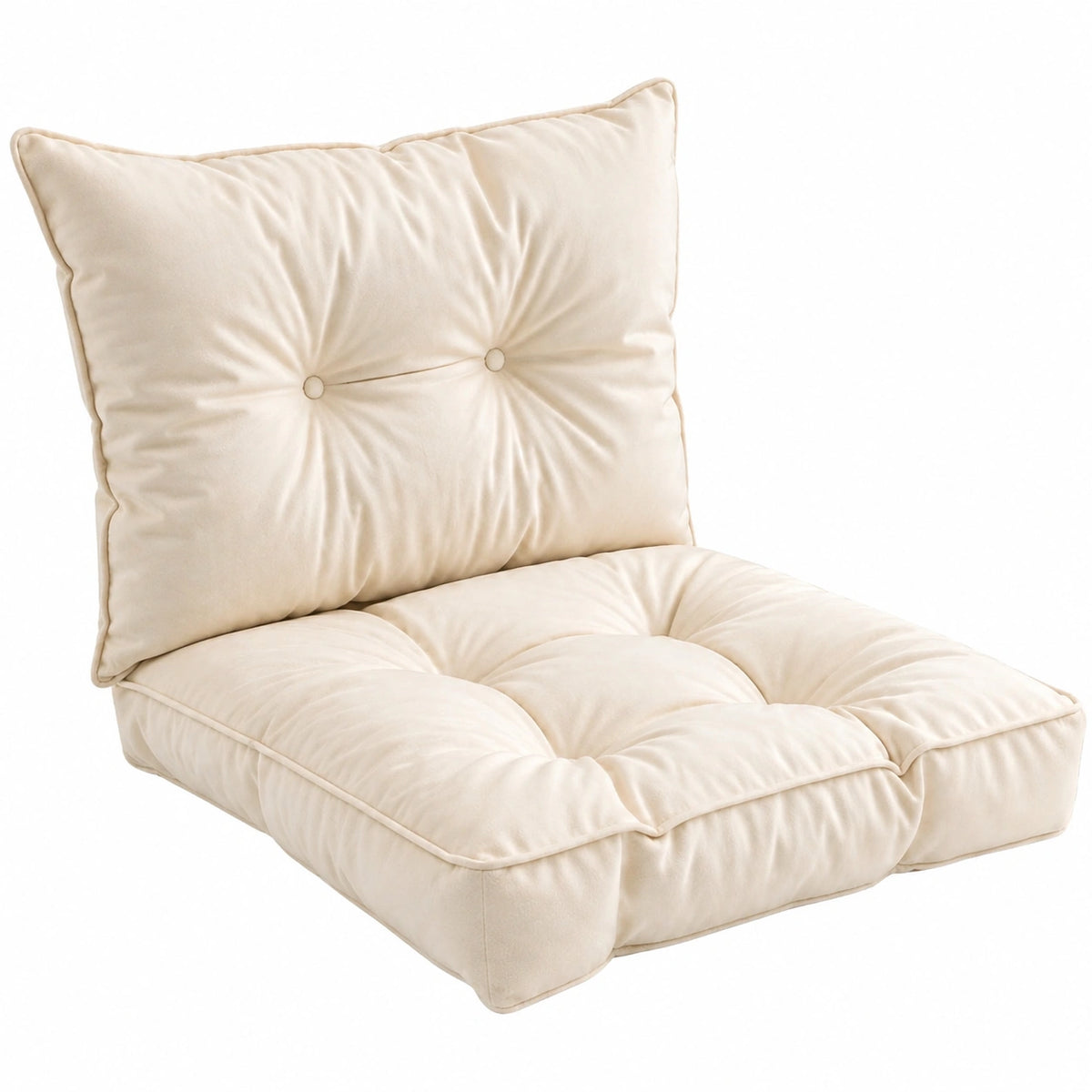 Set di 2 Cuscini Impermeabili per Sedia da Giardino, 60x60 cm Seduta + 60x40 cm Schienale, Beige