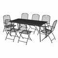 Set da Pranzo per Esterno 9 Pezzi in Metallo Antracite con 8 Sedie
