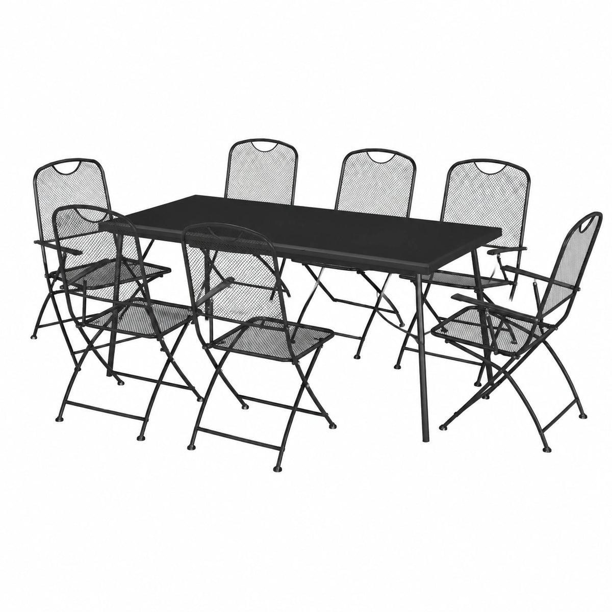 Set da Pranzo per Esterno 9 Pezzi in Metallo Antracite con 8 Sedie