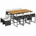 Set Mobili da Giardino in Rattan Sintetico con Tavolo e Sedie, 7 Pezzi, Nero e Crema