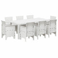 Set pranzo da esterno 9 pezzi per 8 persone, bianco - tavolo e sedie per giardino e terrazza